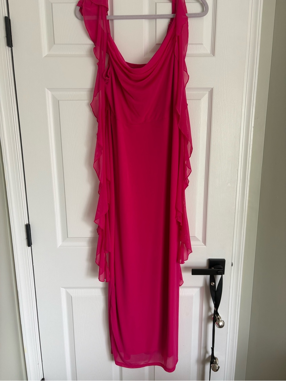 Ruffle-Trim Sleeveless Maxi Dress in Fuchsia